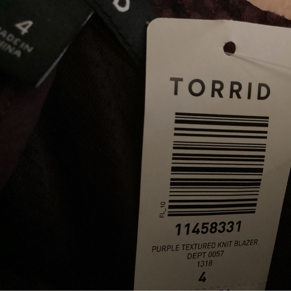 Torrid Purple Jacquard Knit Blazer Zipper Plus Size 4X NWT - Picture 10 of 11